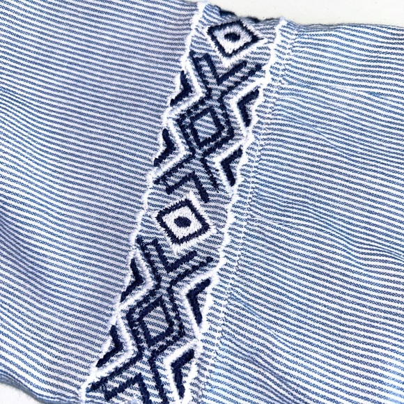 EUC Abercrombie & Fitch peasant blouse blue striped top boho bohemian A&F XSmall - Picture 5 of 9